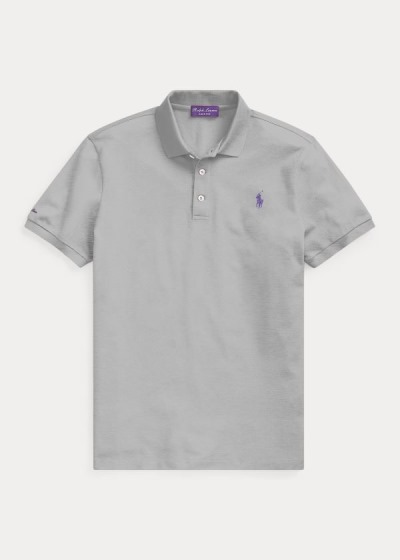 Polos Ralph Lauren Hombre Grises Claro - Custom Slim Fit Piqué - HYVCM9013